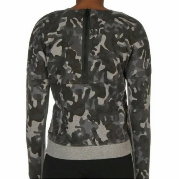 Nike Tech Cropped Carbon Heather Black Camo Crewneck Sweatshirt Size Small - Picture 3 of 16